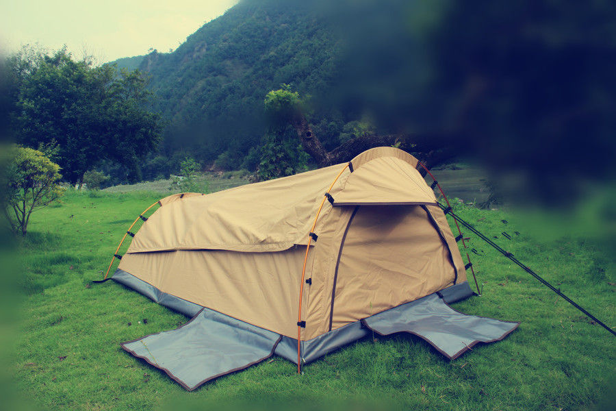 Canvas Camping Two Person Swag Tent Dengan 450GSM Grid PVC Floor / Mesh Window