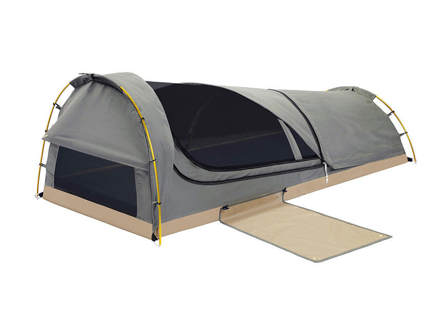 Canvas Camping Two Person Swag Tent Dengan 450GSM Grid PVC Floor / Mesh Window