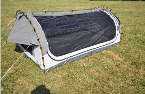 Canvas Famliy 2 Man Swag Tent, YKK Zipper Swag Bag Tent Dengan Tiang Aluminium