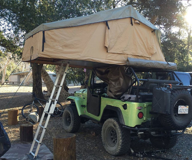 PU Coated 4x4 Off Road Roof Top Tent Dengan Tangga Aluminium 2M Terjulur