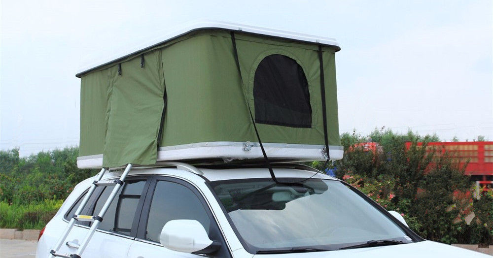 Kualitas tinggi lapisan tunggal fiberglass shell hard cover kanvas atap tenda dengan tenda samping